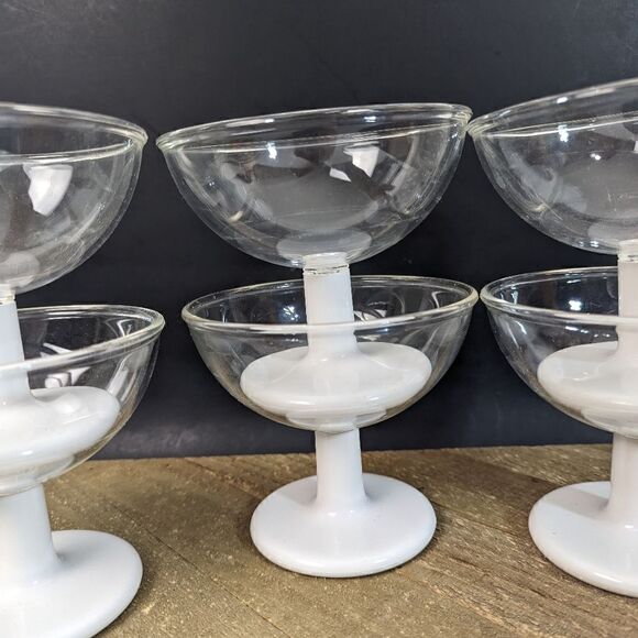 Pino Spagnolo Biesse Le coppe, Set of 6 Goblets with box, white and clear - Picture 4 of 12